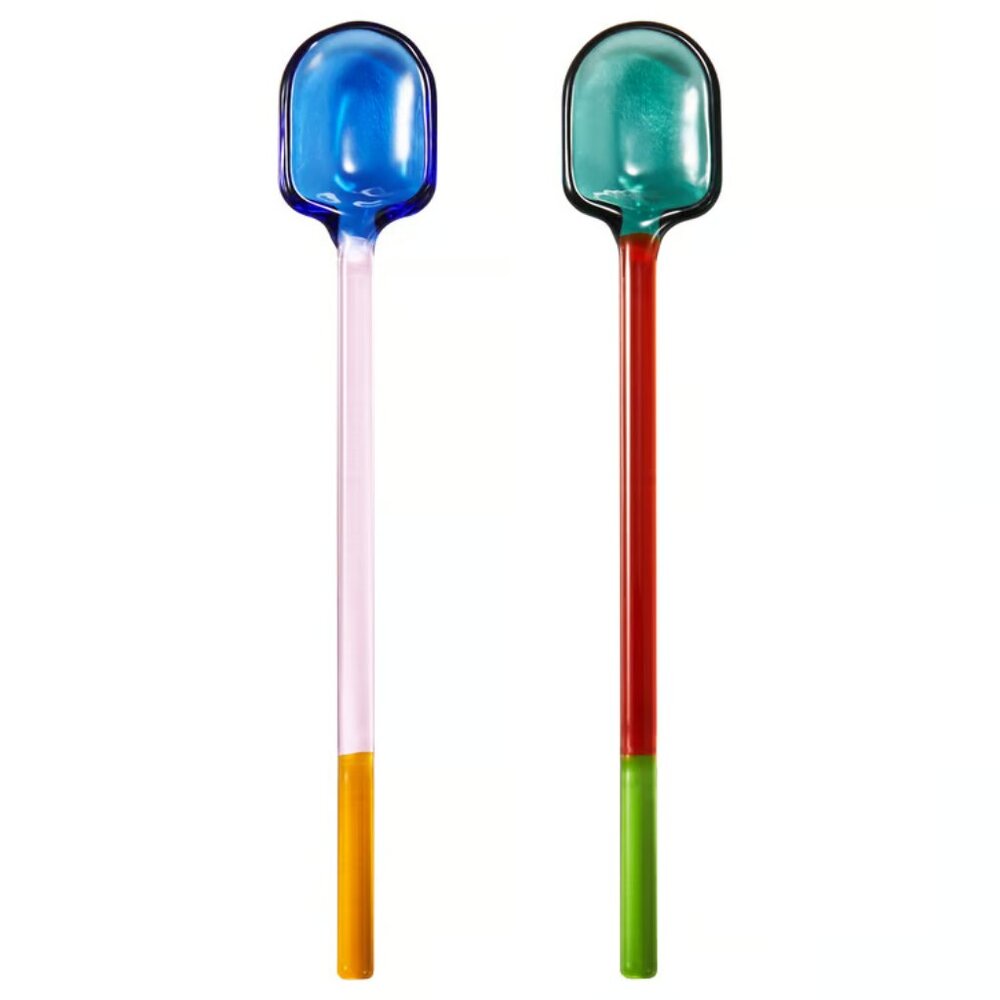 Free with purchase over $70-New IKEA FENGÖMMARE set of 2 multicolor glass spoons